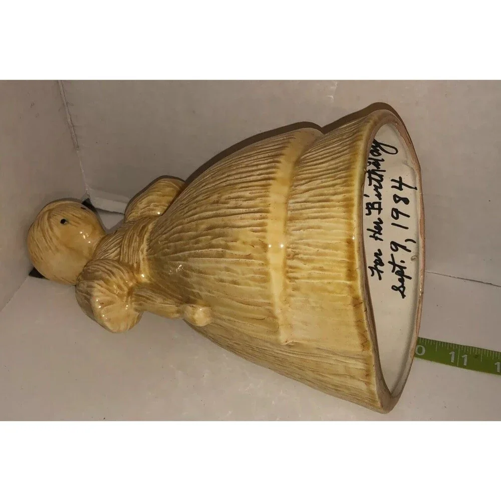VTG 80s CORN HUSK DOLL WOMAN 10” Ceramic Figurine Creepy Hay Crying Eyes Hollow
